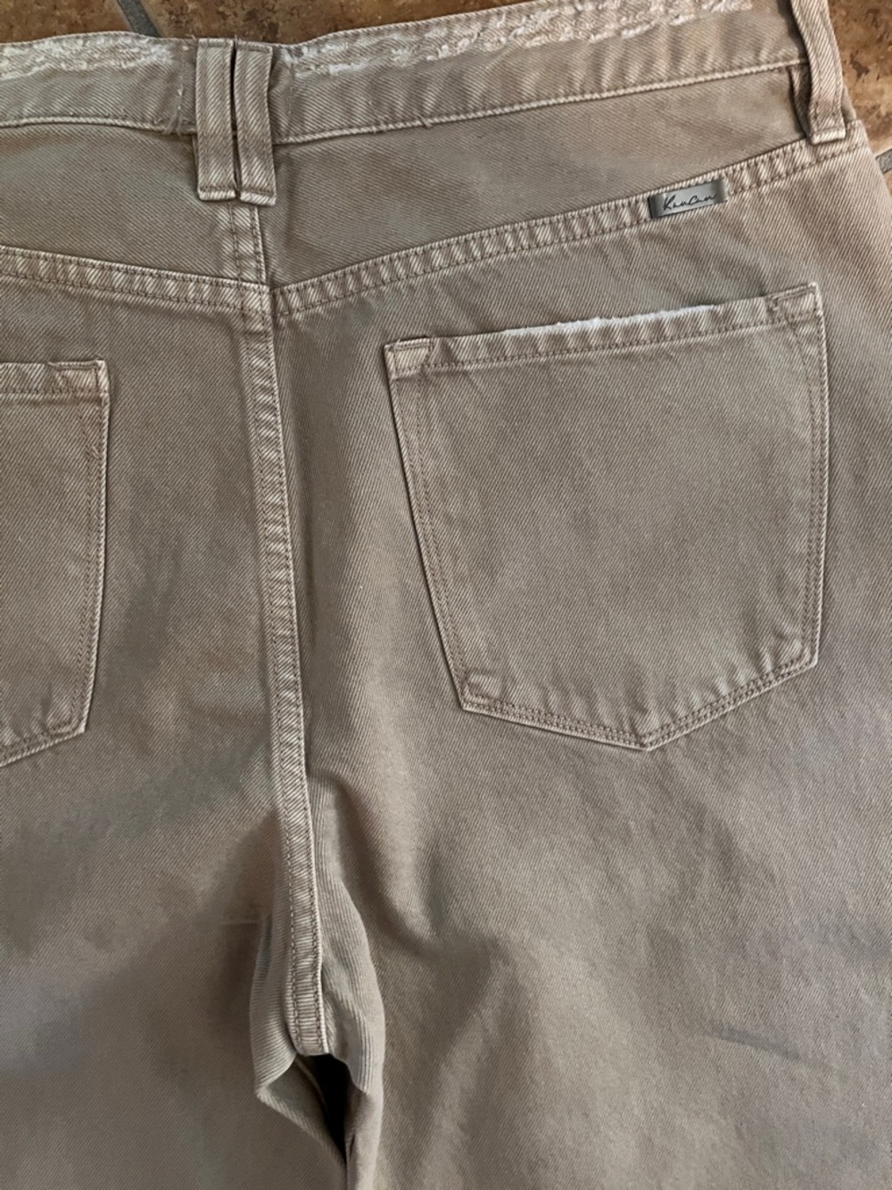 Kancan Taupe Jeans Ultra High Rise 90s Flare Raw Hem Size 15 - Picture 7 of 8